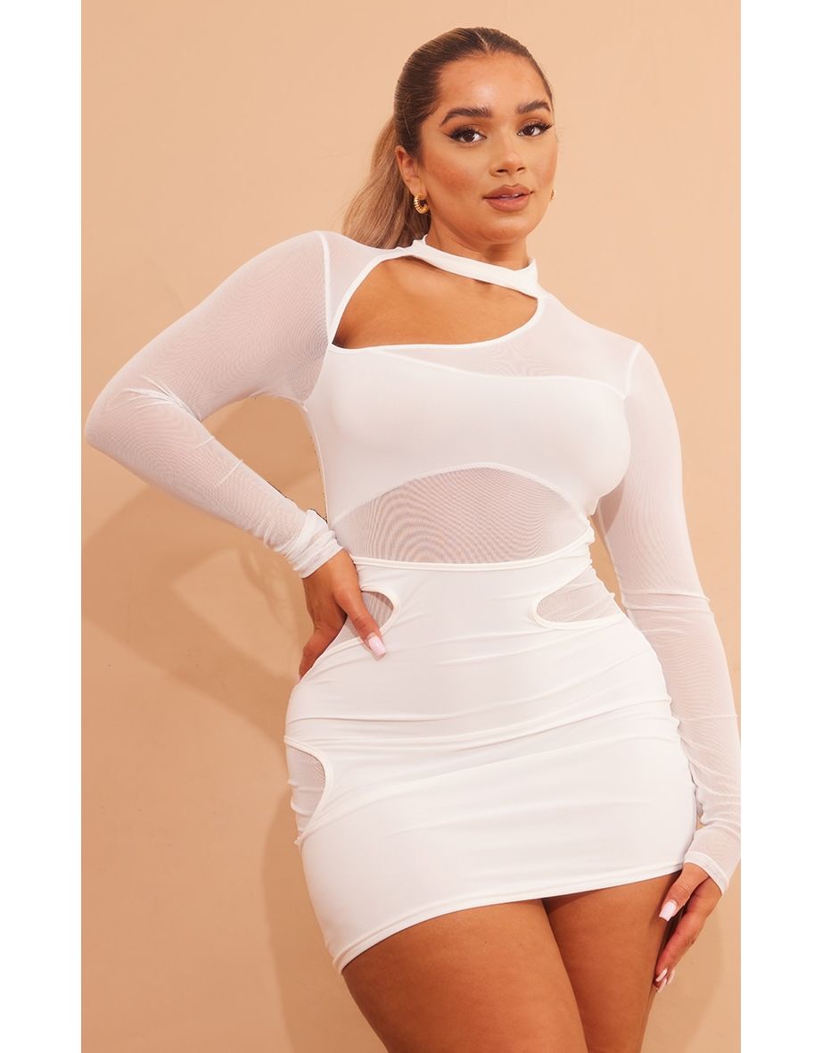 Plus size white mesh dress best sale