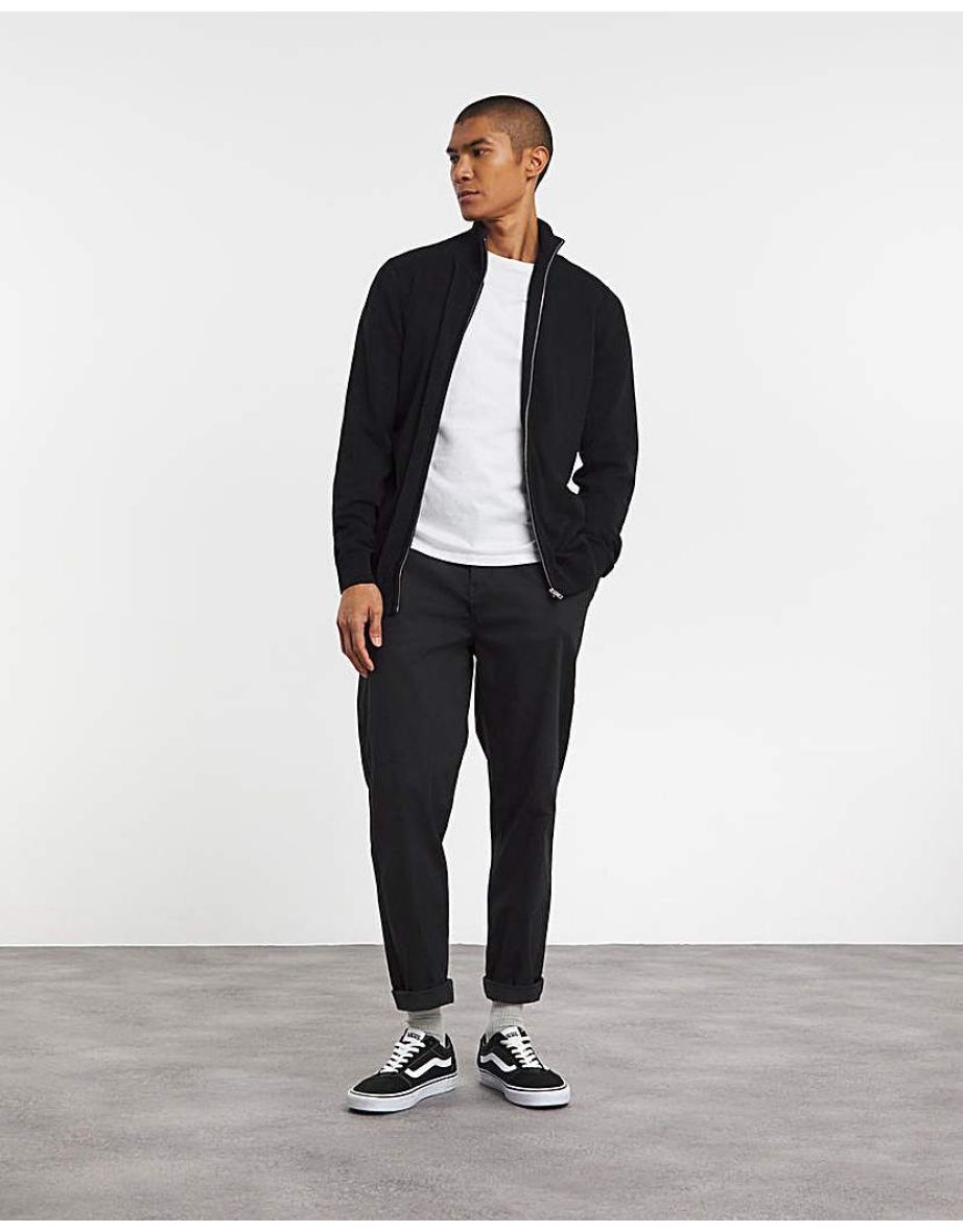 Zip Through Funnel Neck Knit Cardigan