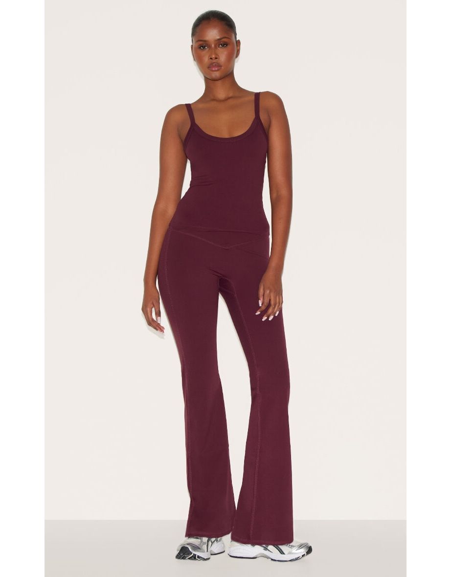 Burgundy Sculpt Wrap Waist Yoga Pants