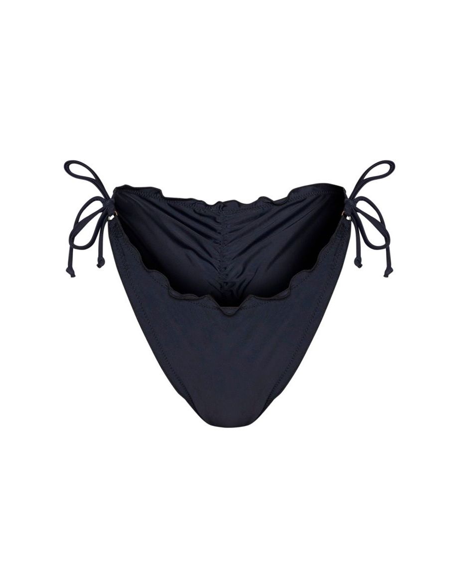 Black Frill Edge Ruched Back Bikini Bottom