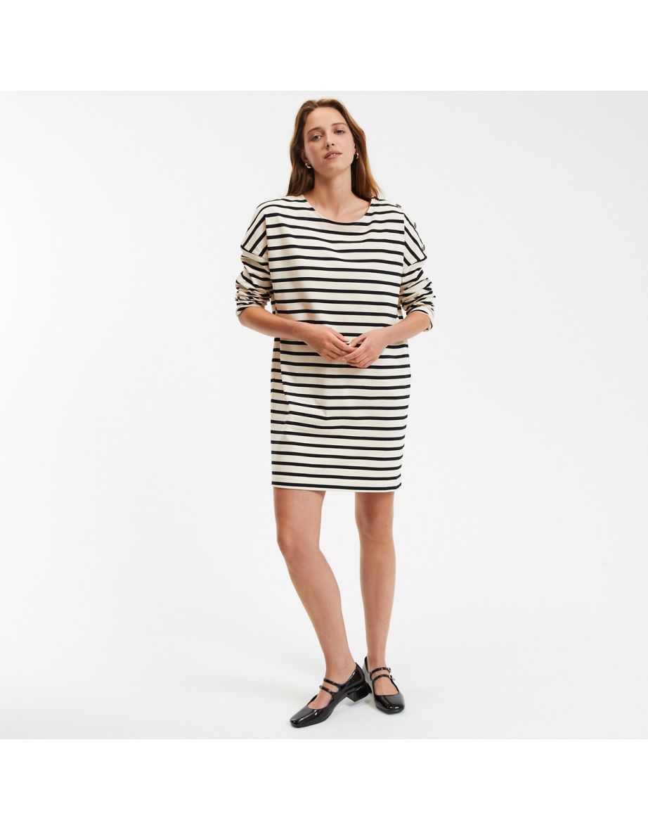 Signatures Breton Striped Dress in Cotton with Long Sleeves