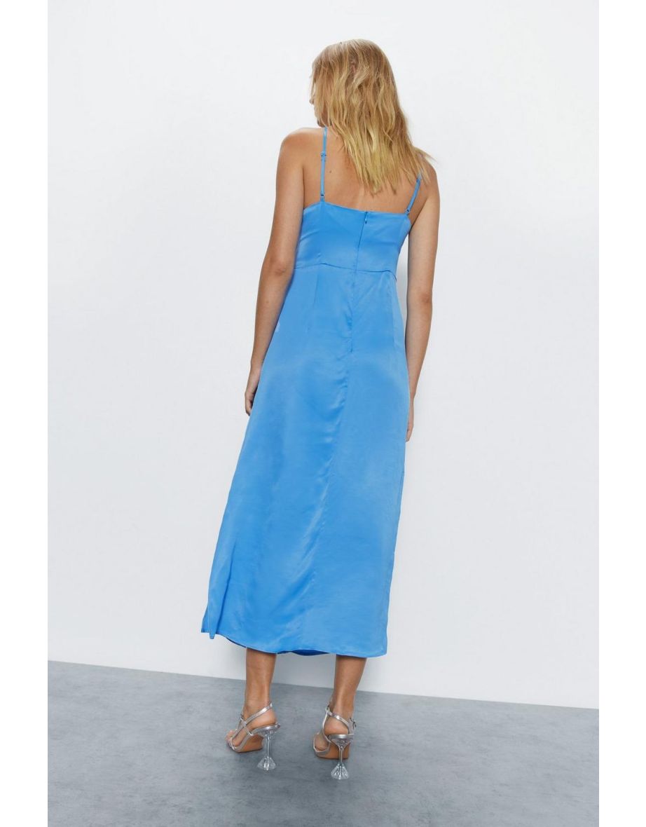 Satin Halter Cut Out Midi Dress - 3