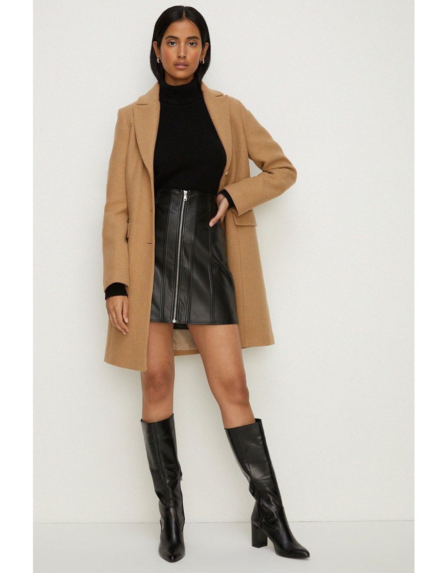 Oasis brown faux leather mini skirt best sale