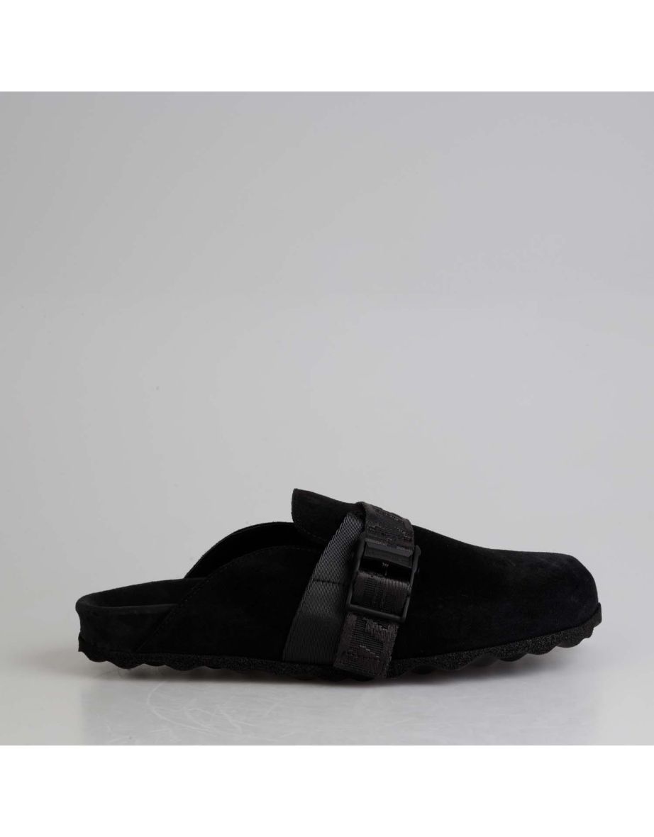 Men's Off White Meteor Rubber Sliders in Black