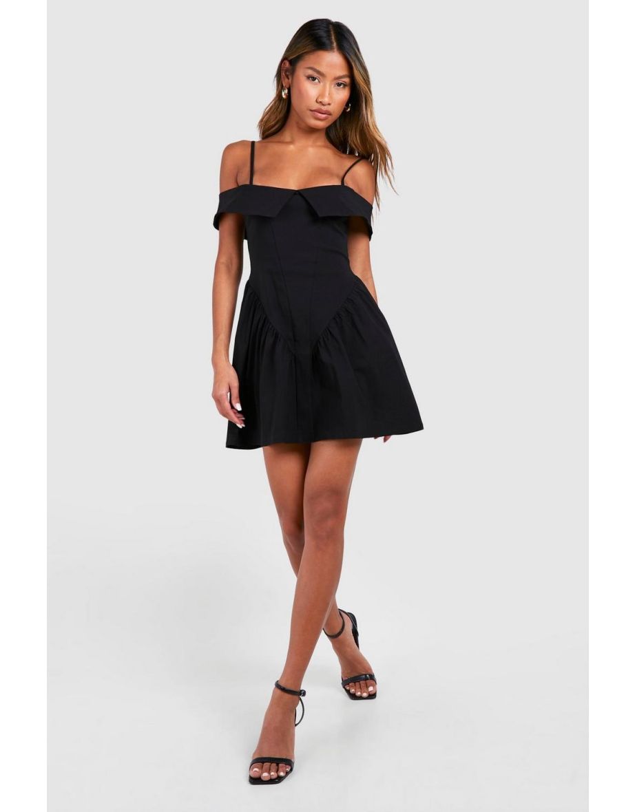 Shop Cold Shoulder Milkmaid Dress black Online in Oman VogaCloset