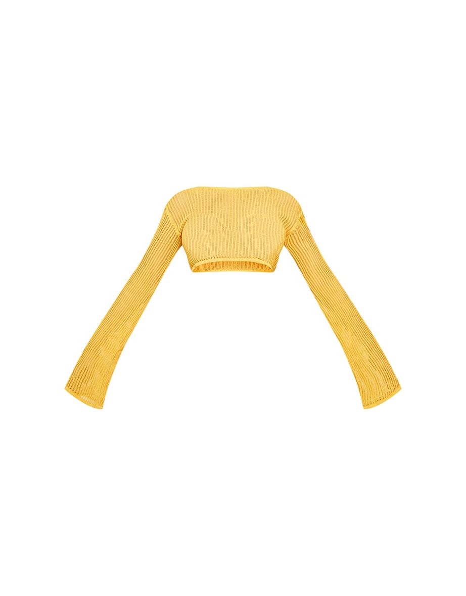 Petite Orange Open Knit Crop Top - 3