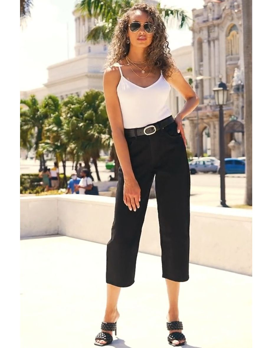 Black Denim Culotte Jeans - 4