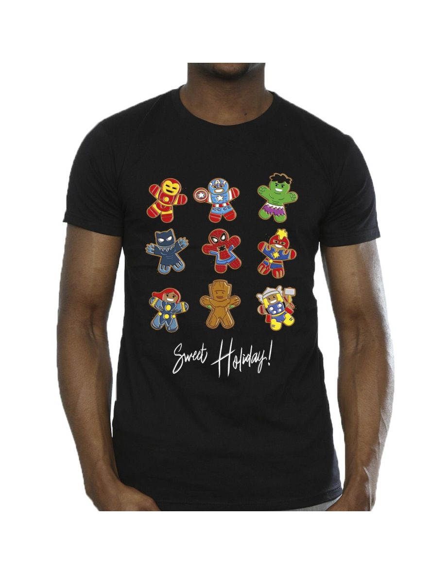 Marvel Mens Gingerbread Avengers T-Shirt - Black - 2