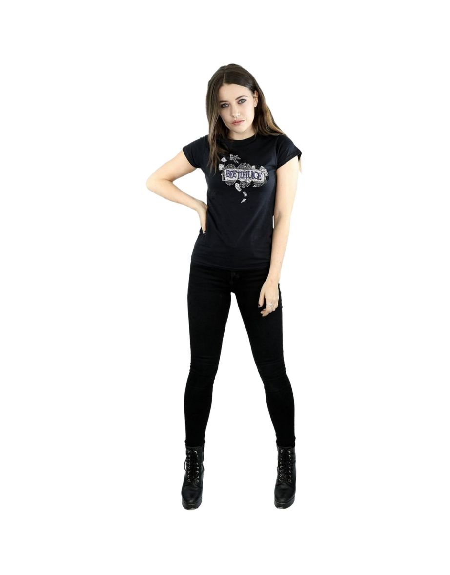 Beetlejuice Womens/Ladies Sandworm Logo T-Shirt - Black - 2