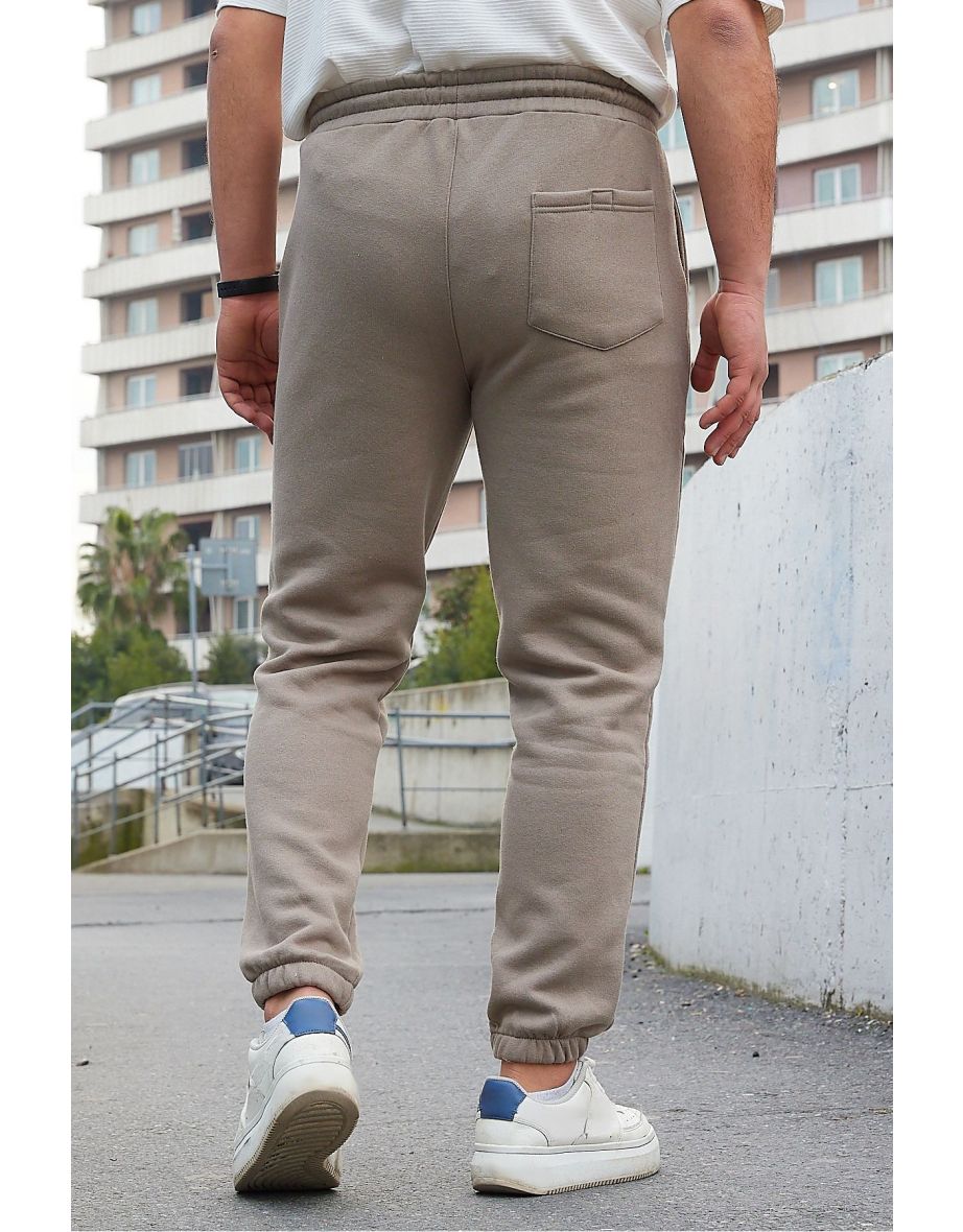 Mink Regular Cut Sweatpants with Elastic Lace Up and Fleece Inside - 5
