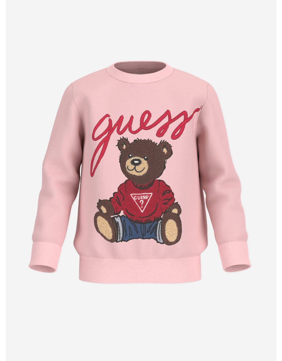 Guess Girls Teddy Bear Logo Sweatshirt in Pink