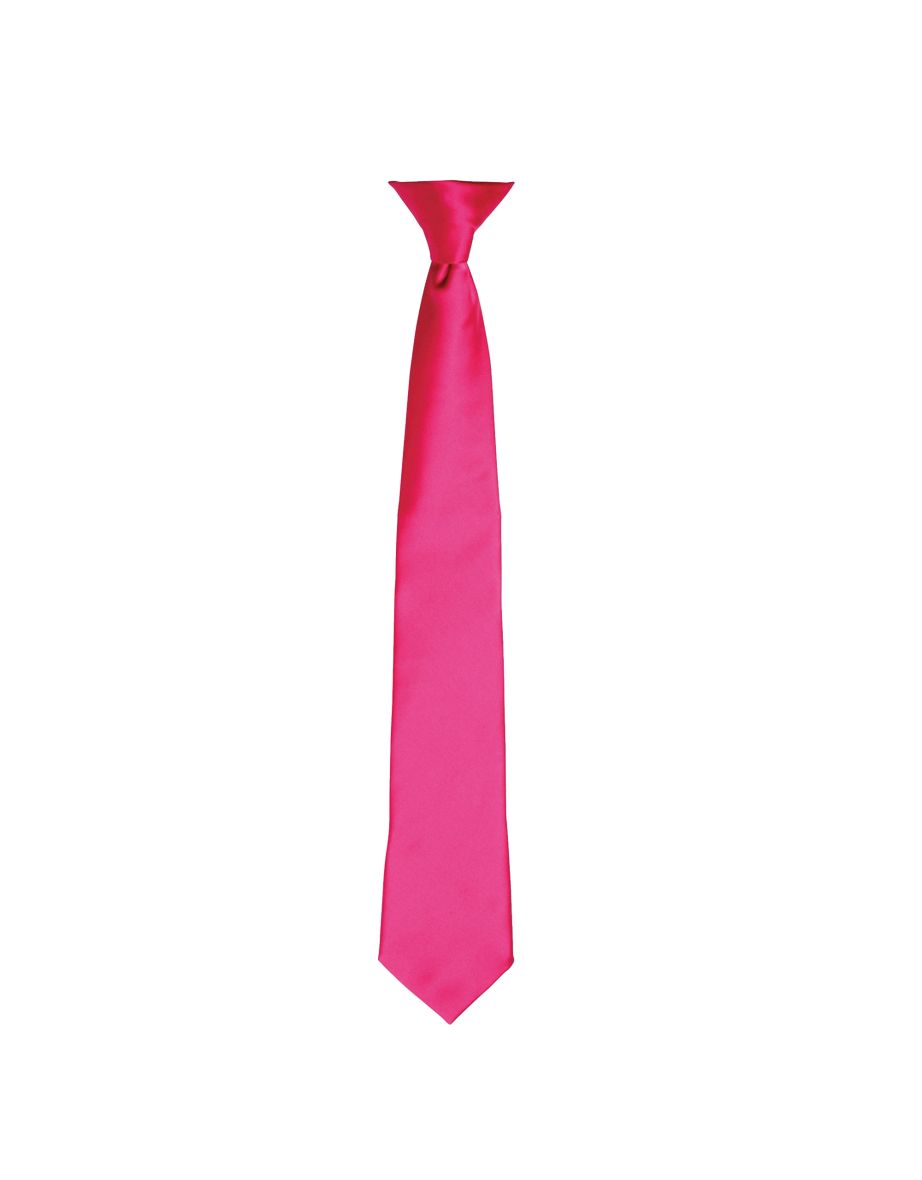 Premier Colours Mens Satin Clip Tie - Hot Pink