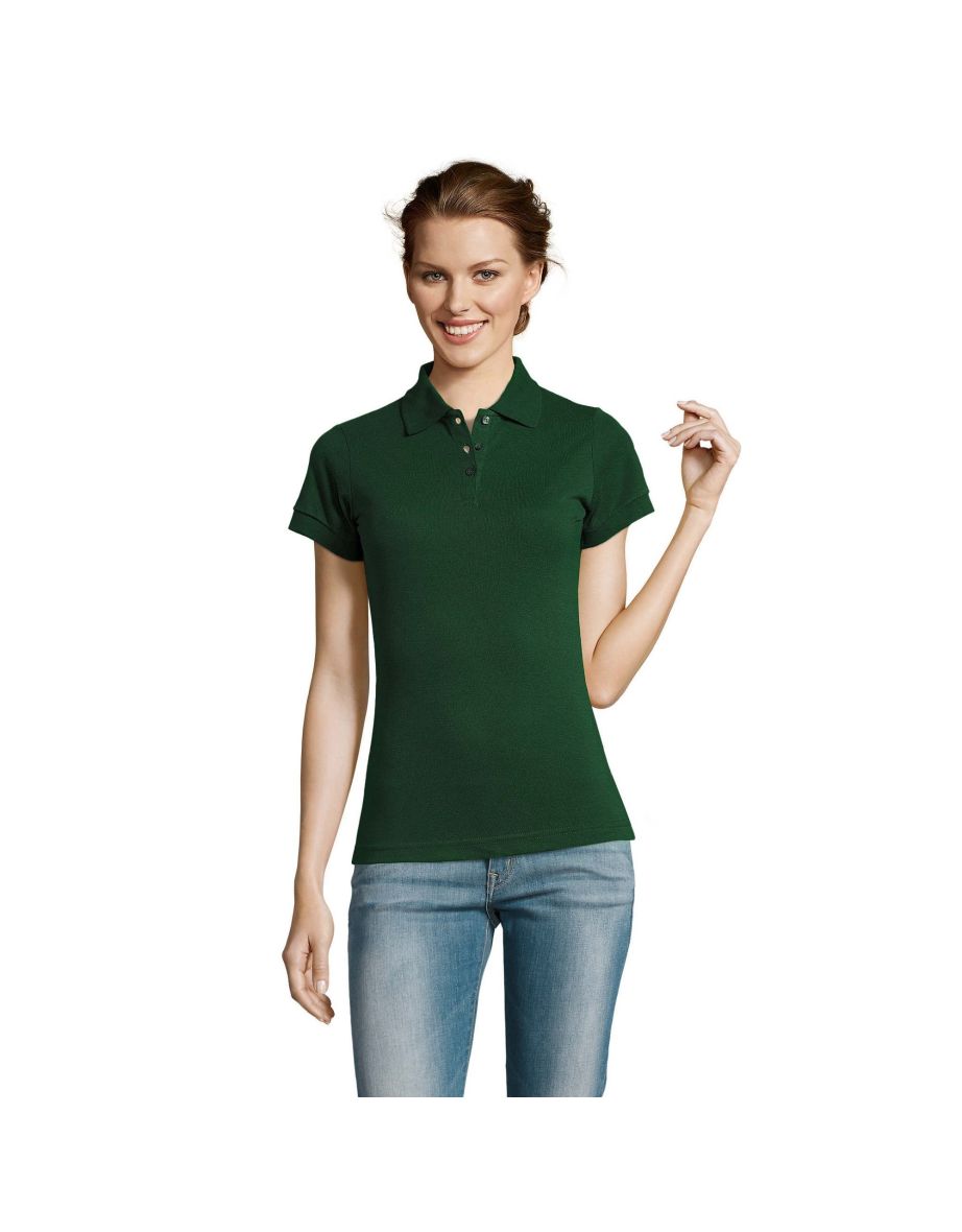 SOLs Womens/Ladies Prime Pique Polo Shirt - Bottle Green - 1