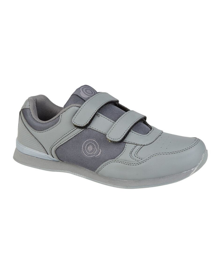 Dek Mens Drive Touch Fastening Trainer-Style Lawn Bowling Shoes - Grey