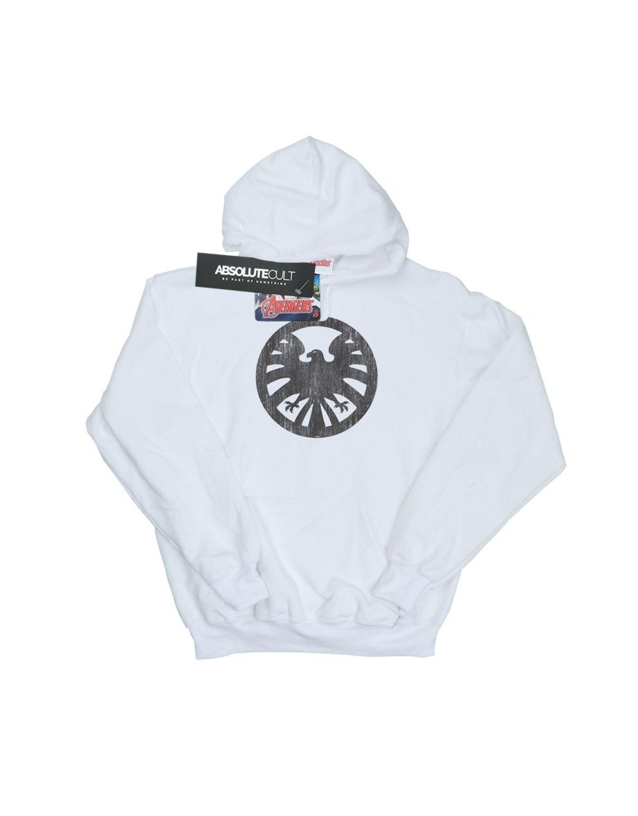 Marvel Girls Agents Of SHIELD Distressed Logo Hoodie - White - 1