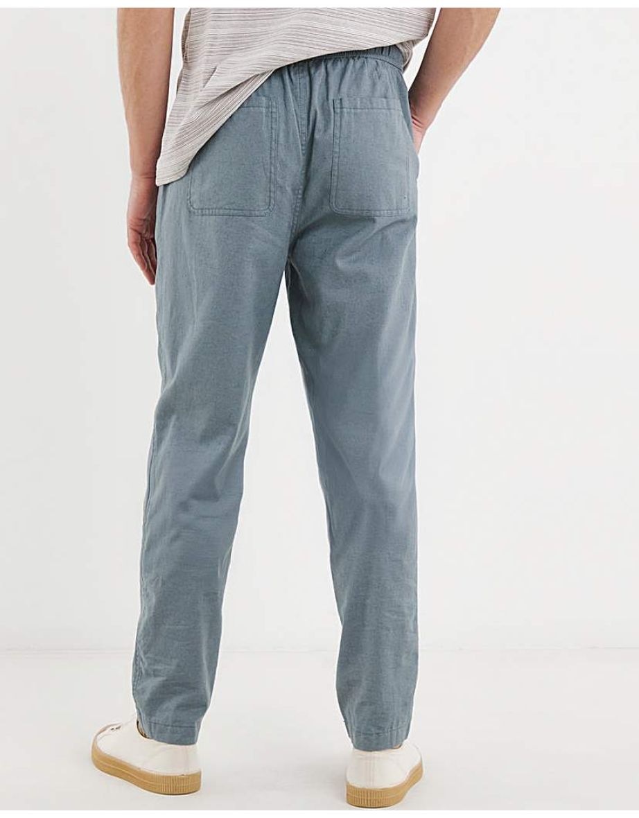 Linen Blend Tapered Elasticated Trouser - 3