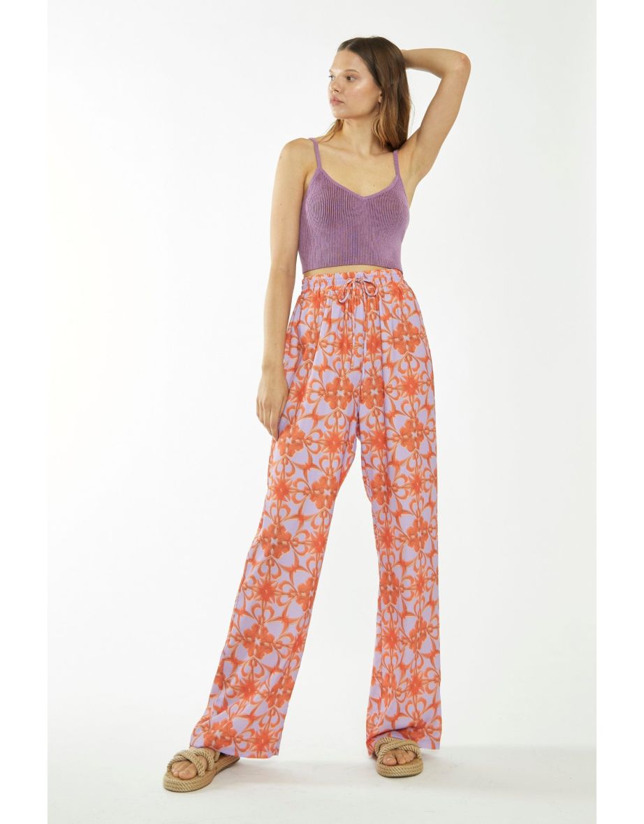 Lilac-Brown Rib Knit Crop Top - 2
