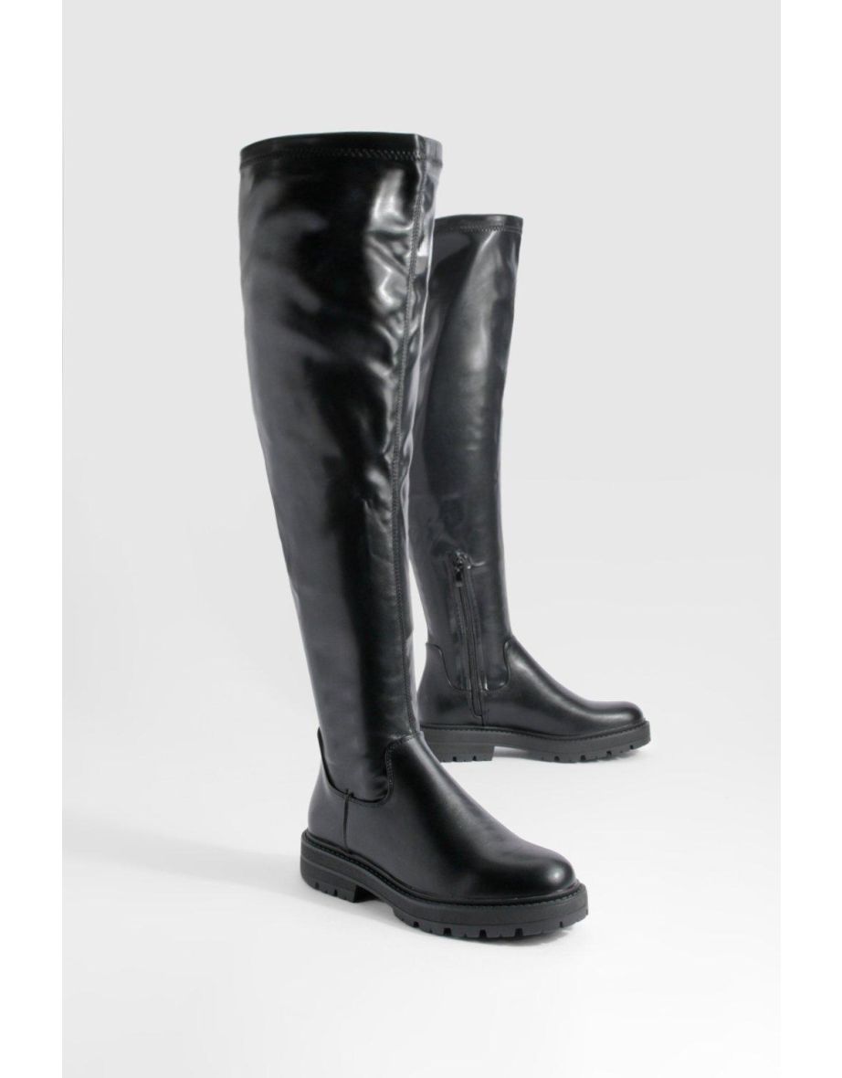 Stretch Chunky Over The Knee Boots
