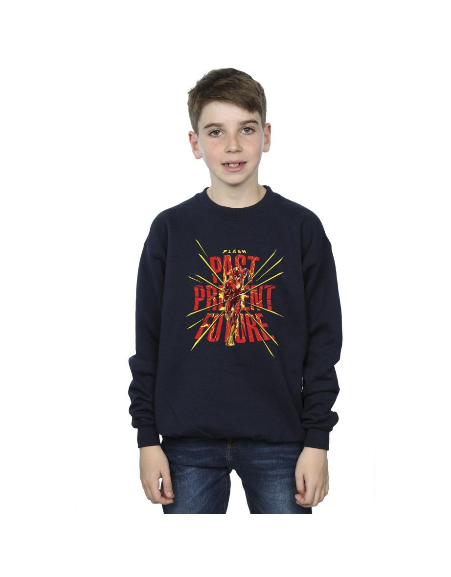 DC Comics Boys The Flash Past Present Future Sweatshirt - Navy Blue