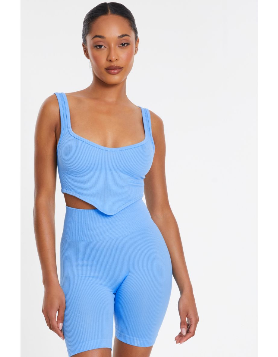 Quiz Blue Ribbed Cycling Shorts