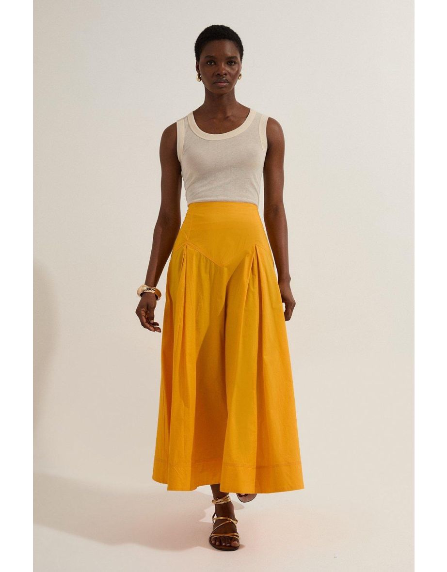 Cotton Woven Prom Skirt With Dropped Waist Detail