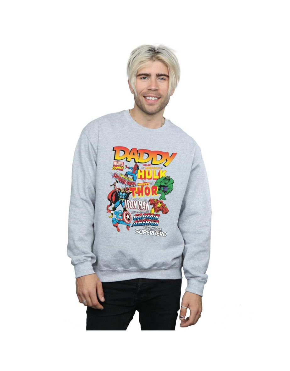 Marvel Mens Our Dad Superhero Sweatshirt - Sports Grey