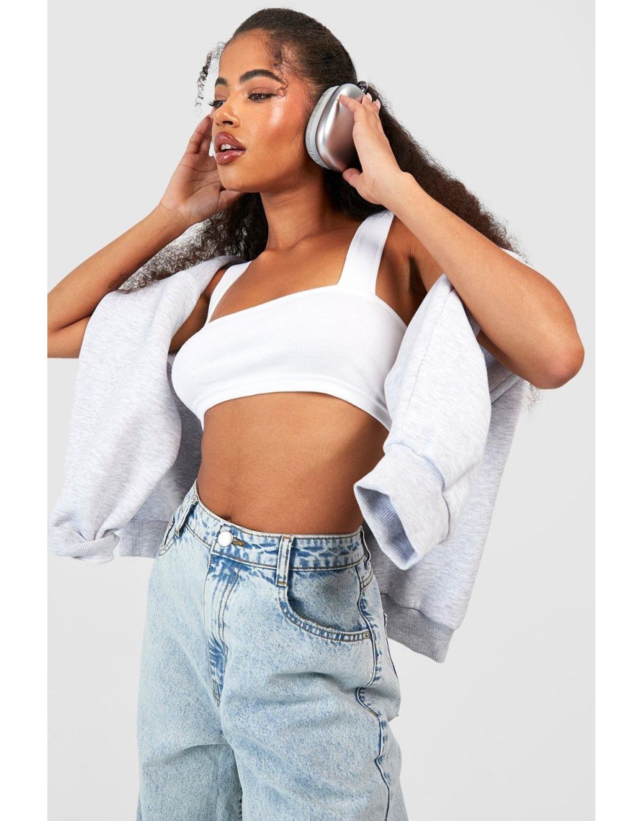 Basic Rib Square Neck Vest - white