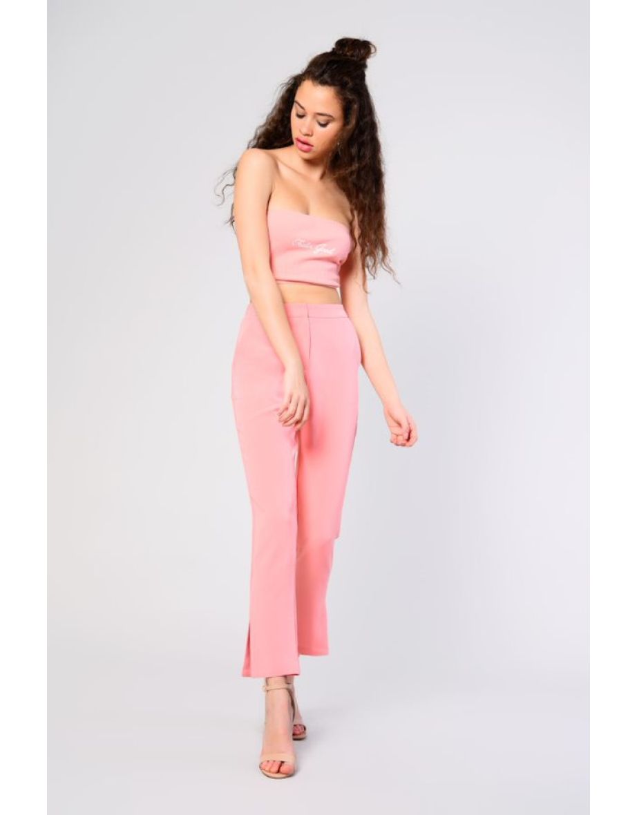 Glamorous Pink Split Hem Trousers - 2