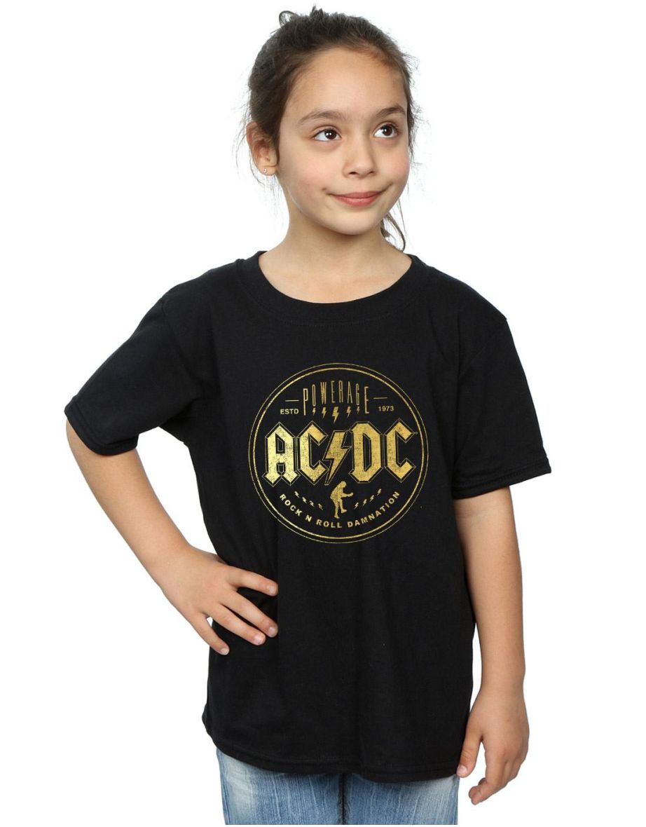 AC/DC Girls Rock N Roll Damnation Cotton T-Shirt - Black