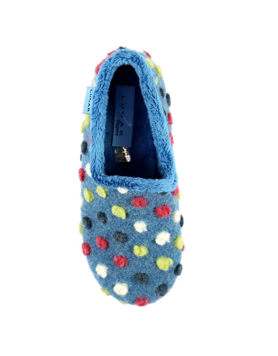 Lunar Womens/Ladies Helix Polka Dot Slippers - Mid Blue - 3