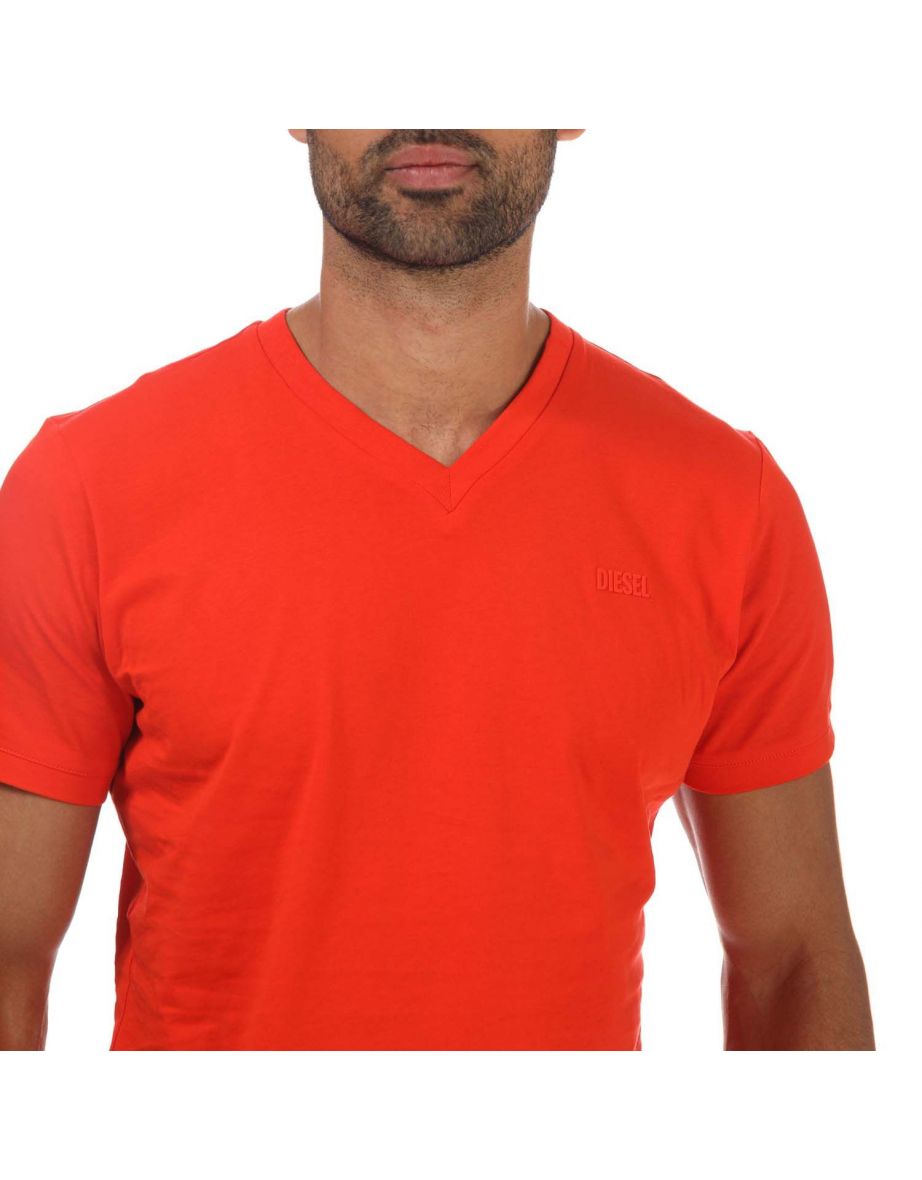 Men's Diesel T-Cherubik New2 V-Neck T-Shirt in Orange - 5