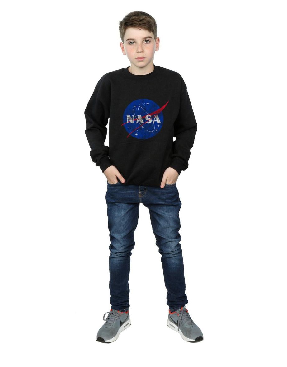 NASA Boys Classic Insignia Logo Distressed Sweatshirt - Black - 3