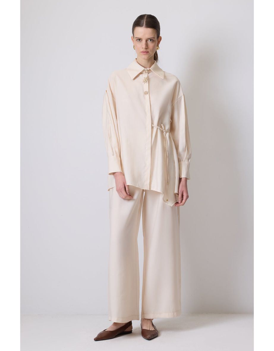 SHIRT TROUSERS SET WITH SIDE TIE