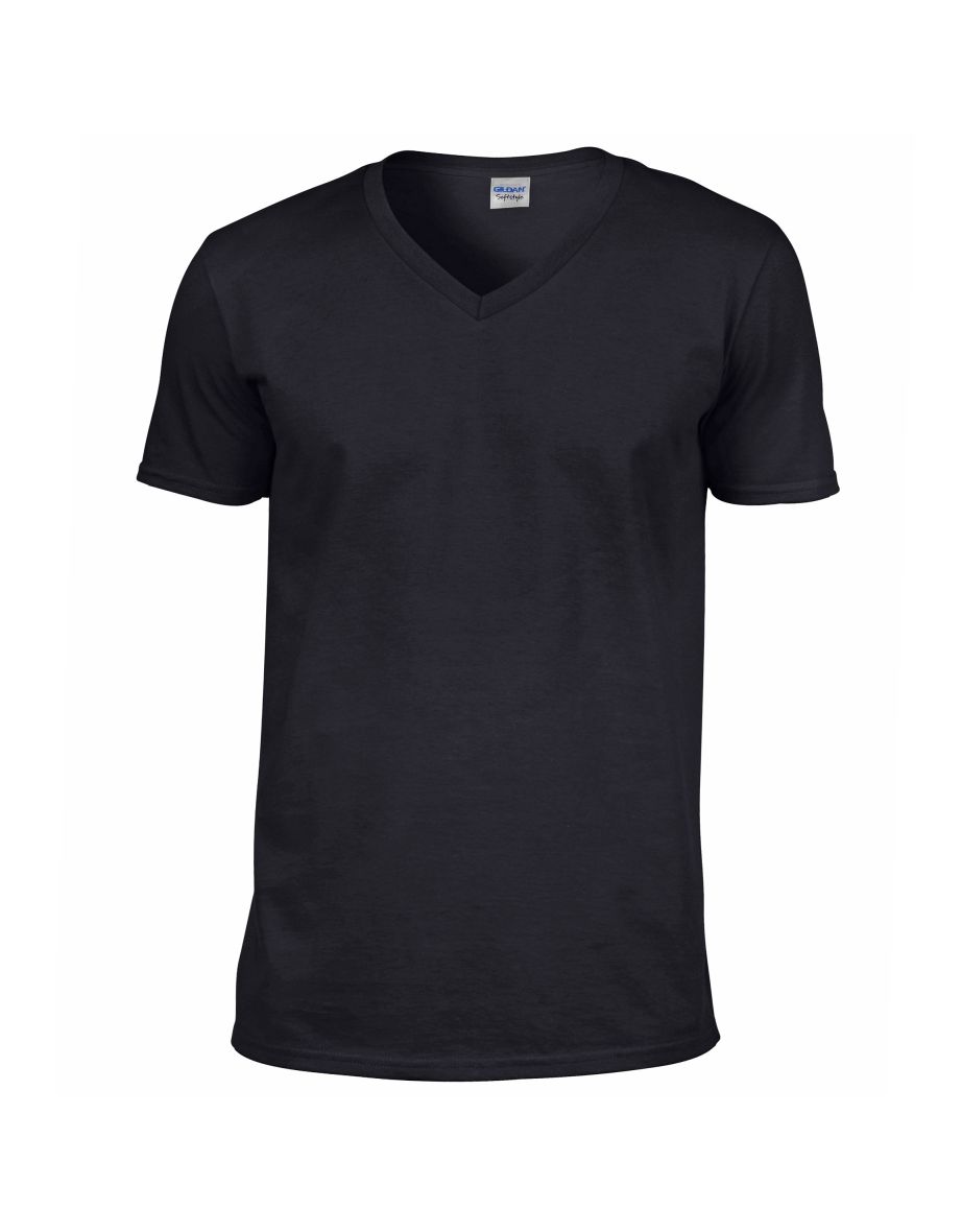 Gildan Mens Soft Style V-Neck Short Sleeve T-Shirt - Black