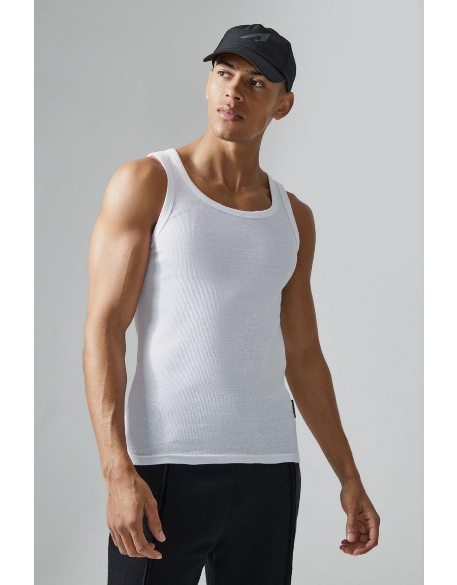 Man Active Gym Muscle Fit 2 Pack Ribbed Vests - multi - 2