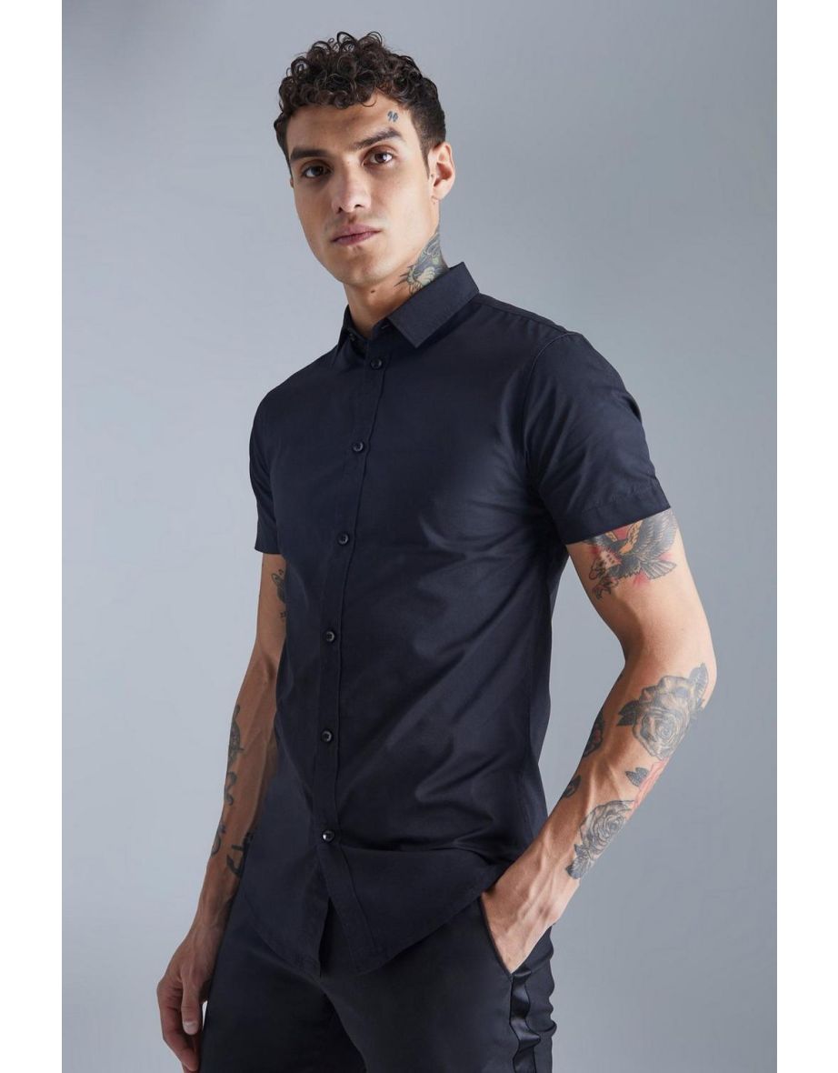 Short Sleeve Muscle Shirt - black