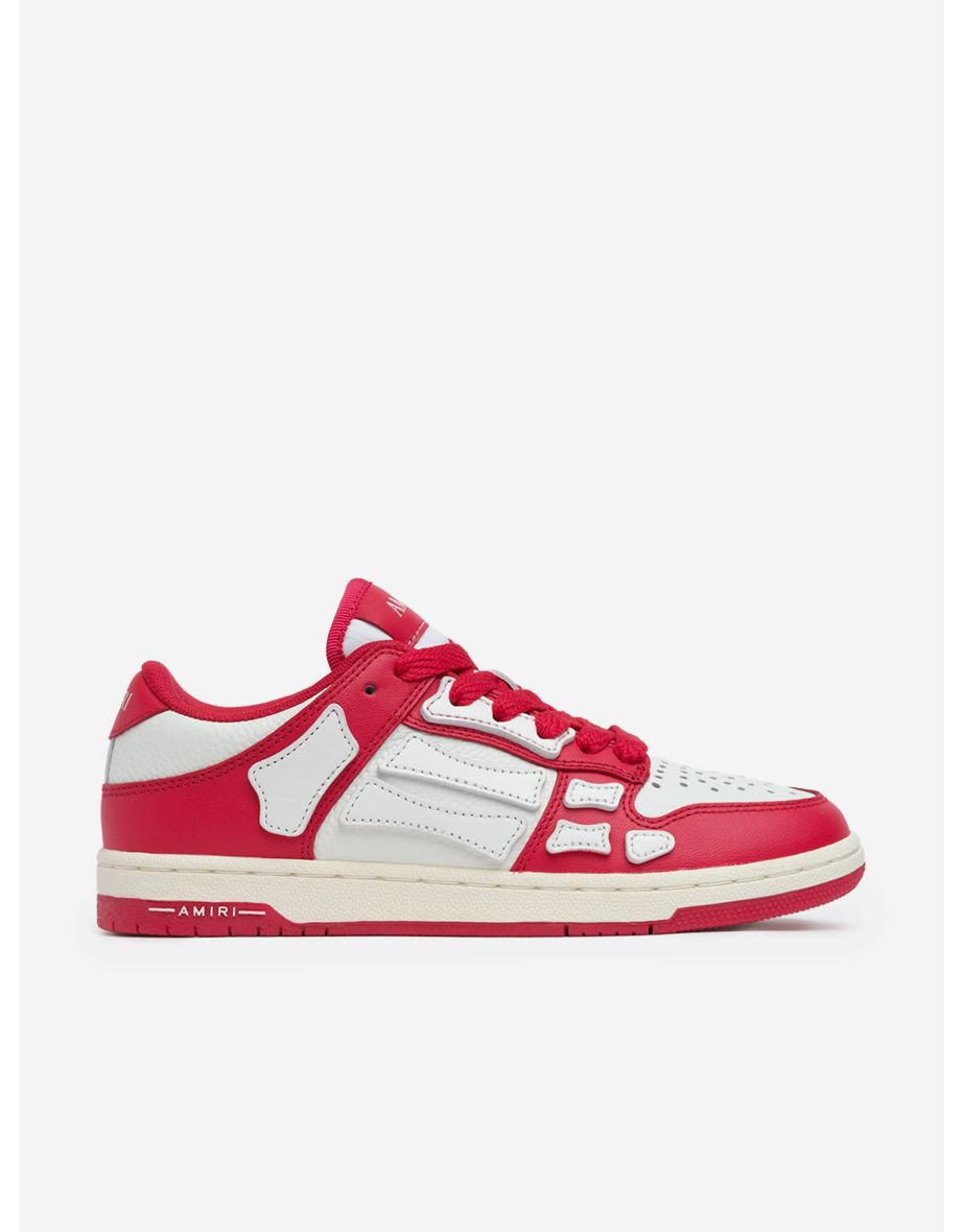 Kids Leather Skel Top Low Trainers in Red