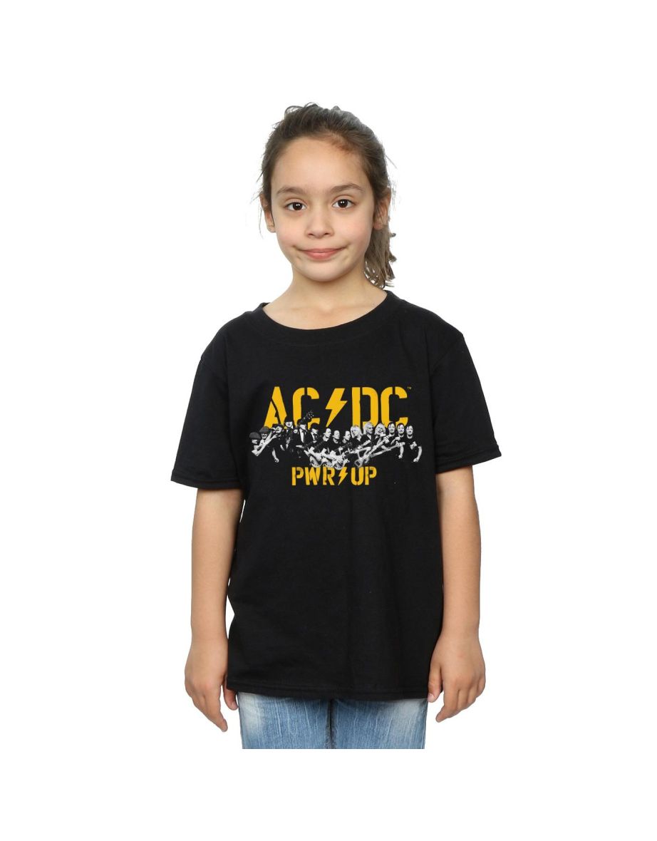 AC/DC Girls PWR UP Portrait Motion Cotton T-Shirt - Black