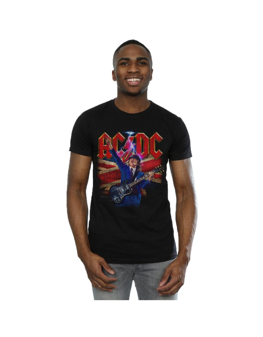 AC/DC Mens Angus Union Flag Lightning T-Shirt - Black