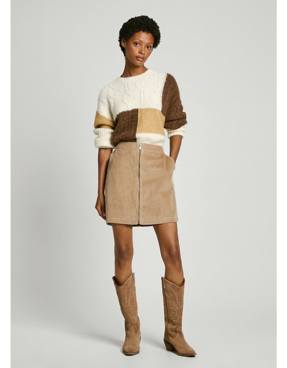 Cassie Corduroy Skirt with Zip-Front