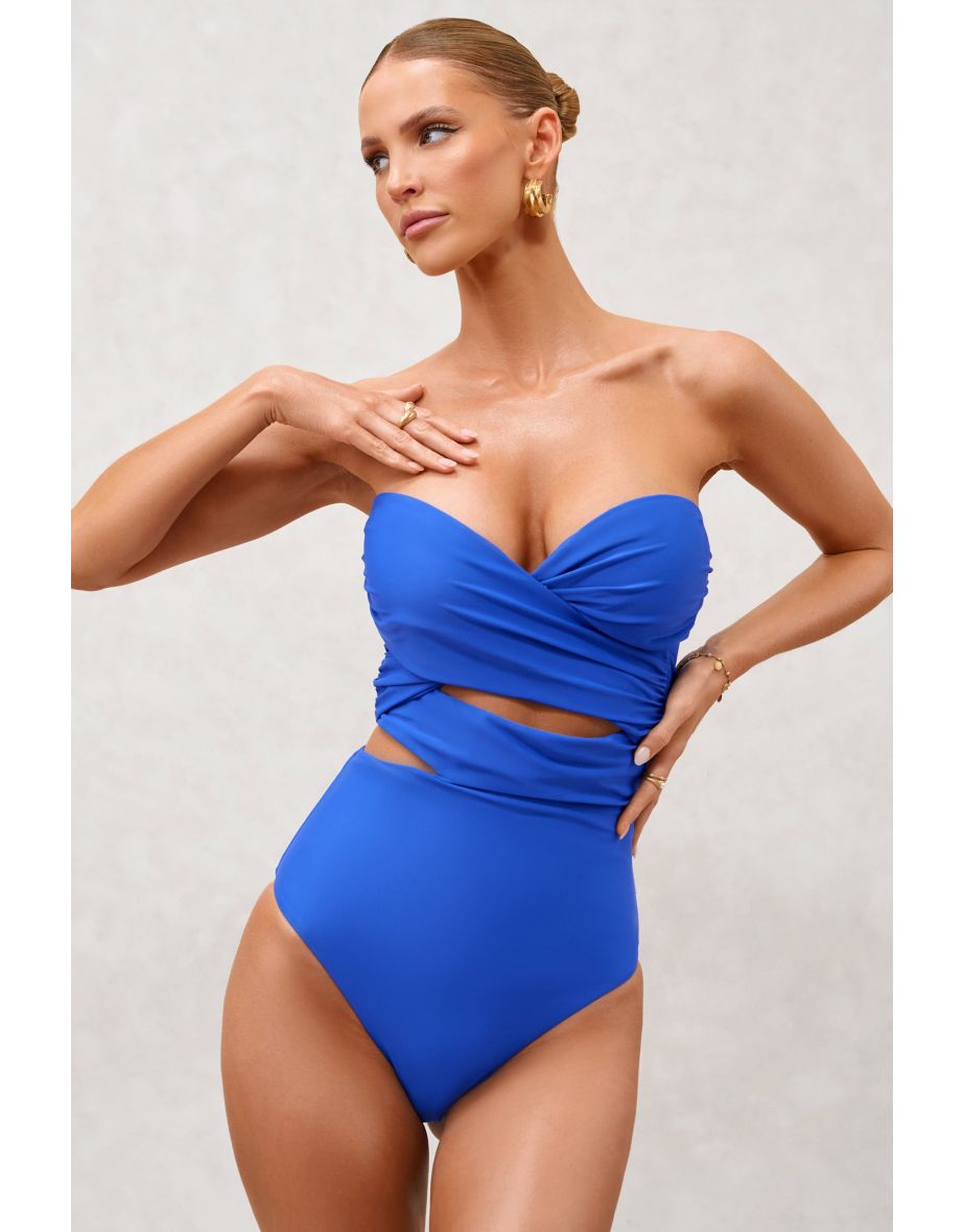 Oyster | Blue Wrapped Bandeau Swimsuit