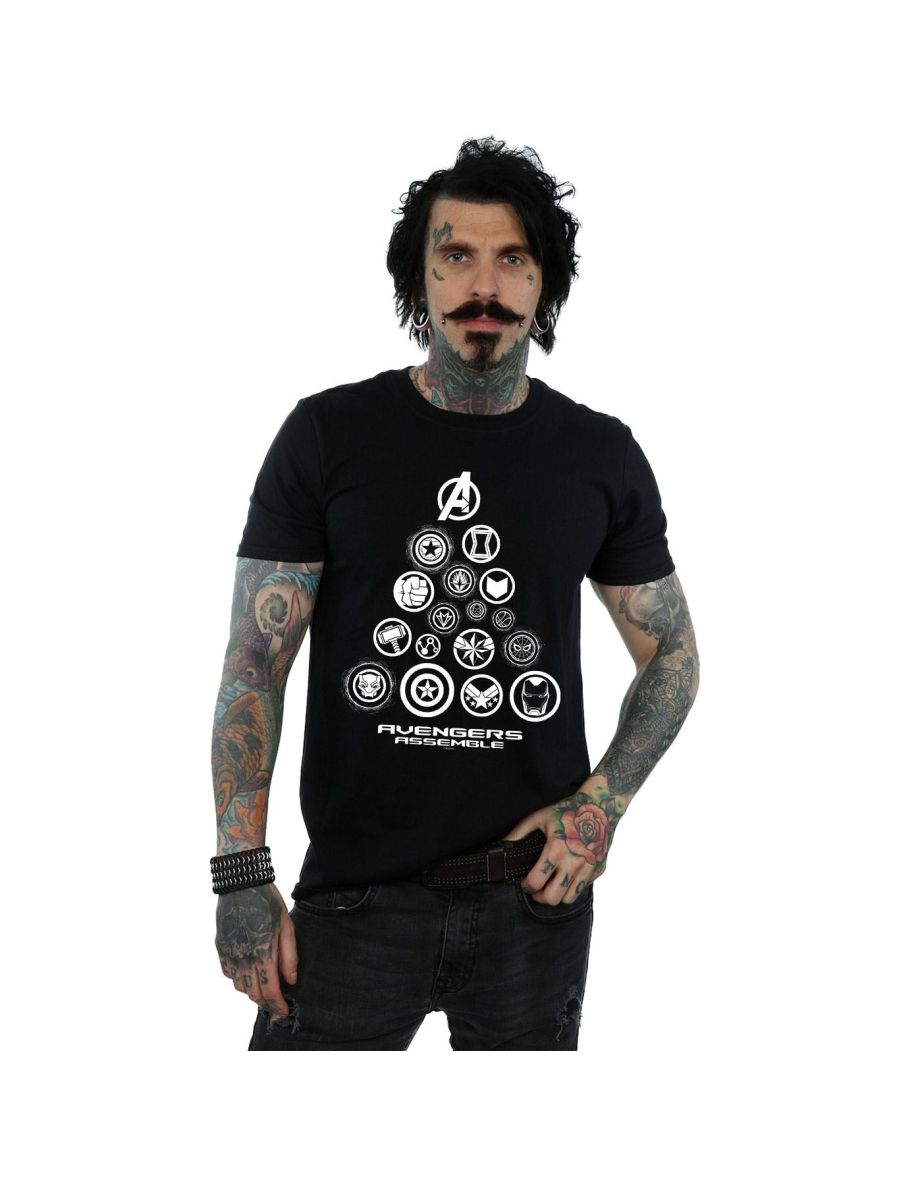 Marvel Mens Avengers Endgame Pyramid Icons T-Shirt - Black