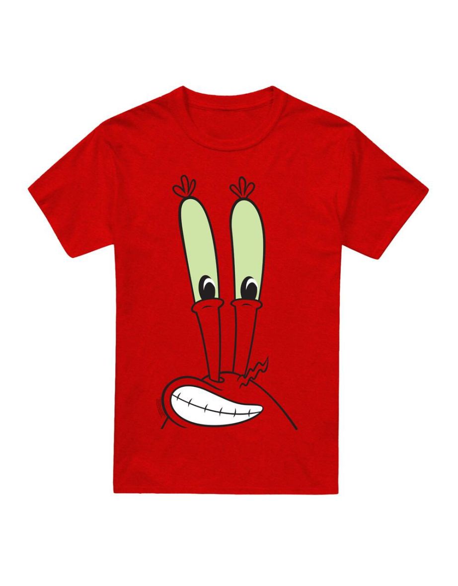 SpongeBob SquarePants Unisex Adult Smile Mr Krabs Face T-Shirt - Red