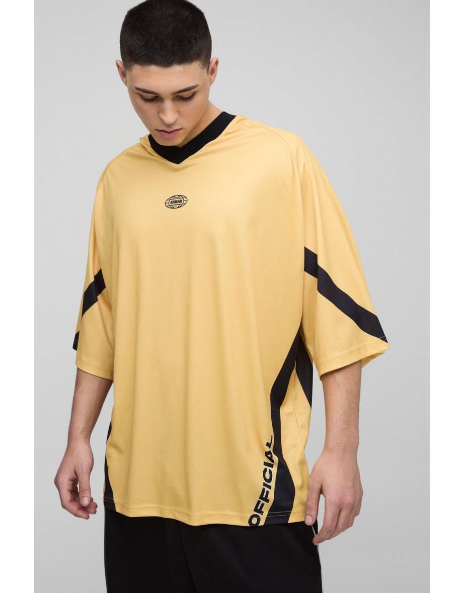 Oversized Longline V Neck Mesh Hockey Top - yellow