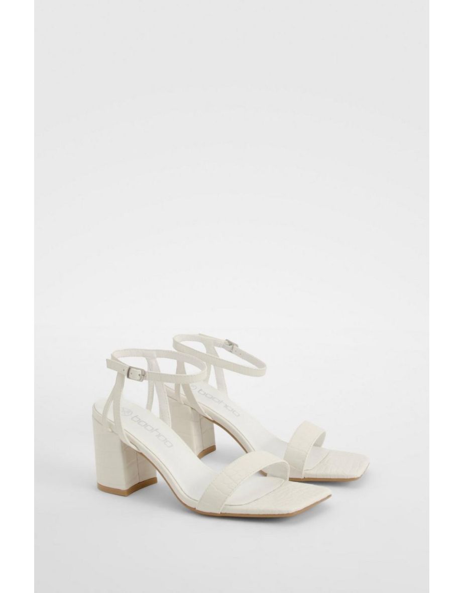 Croc Two Part Block Heels - white