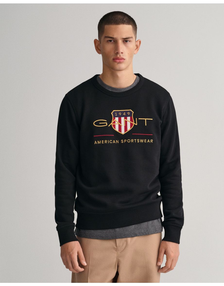 Men's Gant Archive Shield Crewneck Sweatshirt in Black