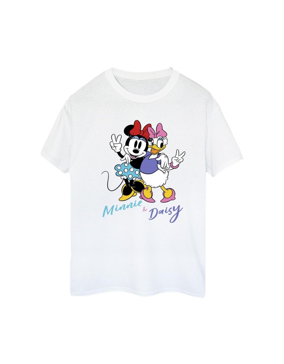 Disney Womens/Ladies Minnie Mouse And Daisy Cotton Boyfriend T-Shirt - White - 1