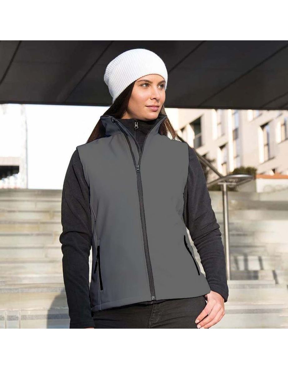 Result Core Womens/Ladies Printable Softshell Bodywarmer - Charcoal /Black - 1