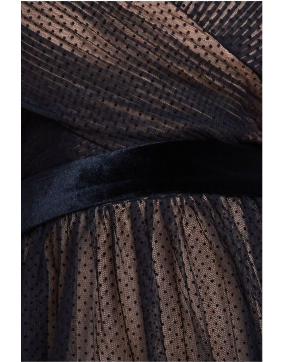 Goddiva Dobby Mesh Off The Shoulder Princess Maxi Dress - Black - 3