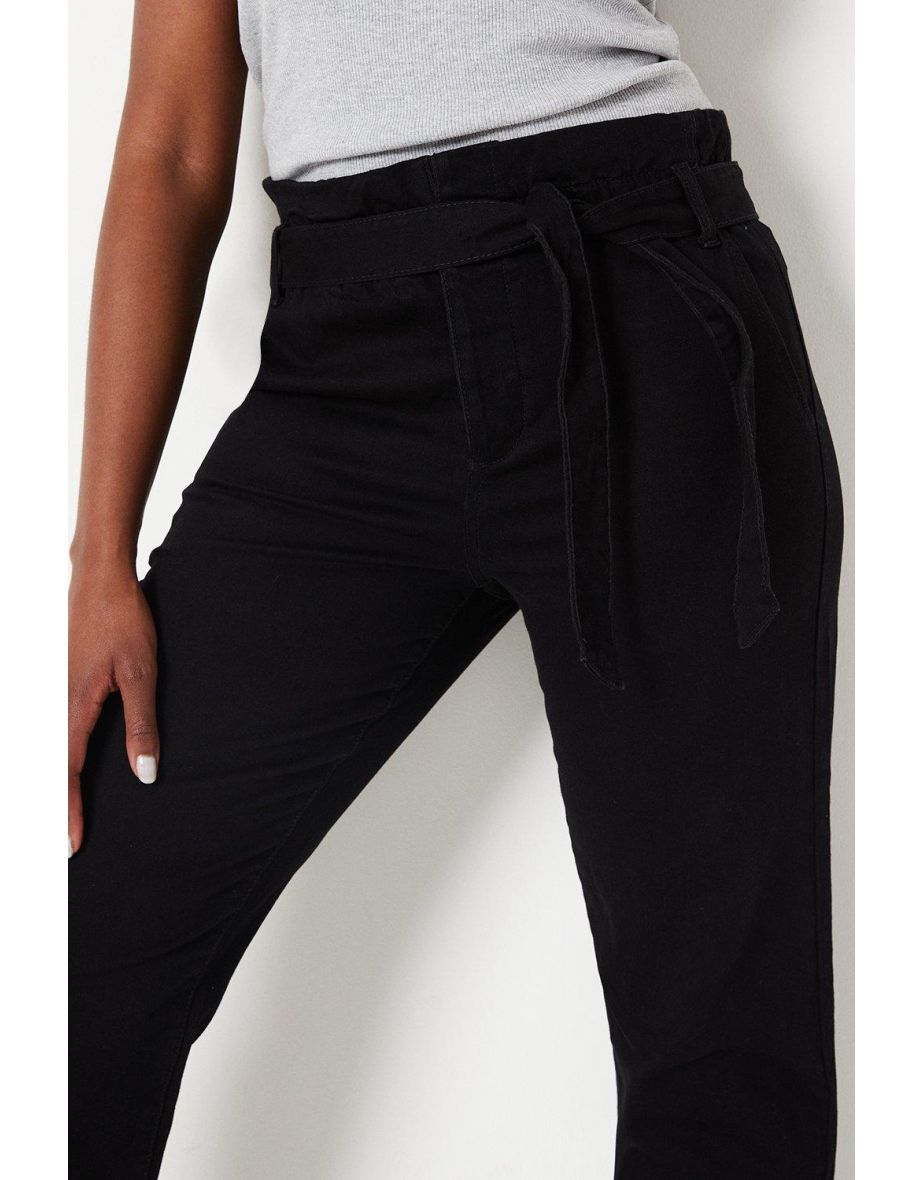 Paperbag High Rise Button Detail Jeans - 3